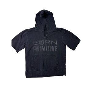 Born Primitive Hoodie Short Sleeve Pullover Athleisure Black Mens Size Large